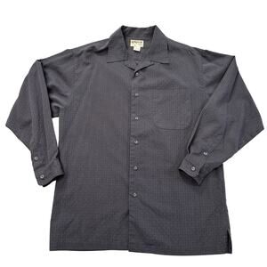Bungalow Dress Shirt Mens M Button Up Long Sleeve Charcoal Plaid Vented Collared